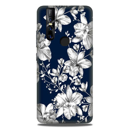 White flowers Blue Background Case for Vivo V15
