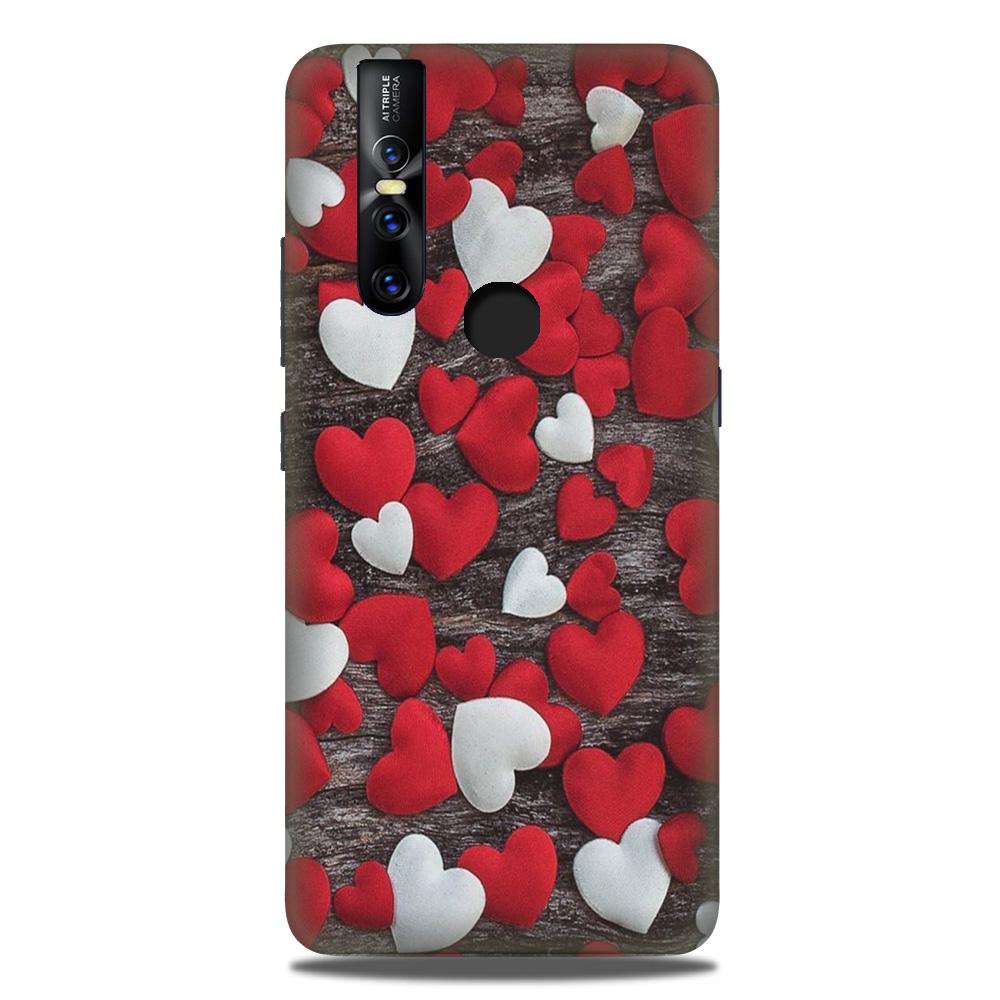 Red White Hearts Case for Vivo V15  (Design - 105)