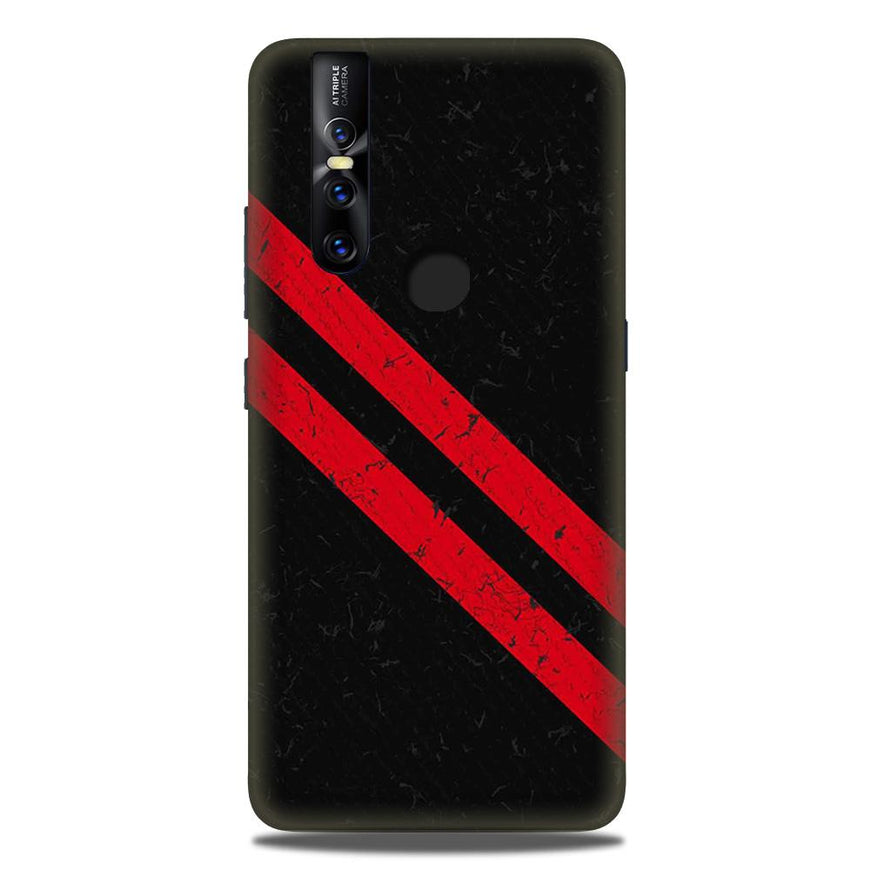 Black Red Pattern Mobile Back Case for Vivo V15 (Design - 373)