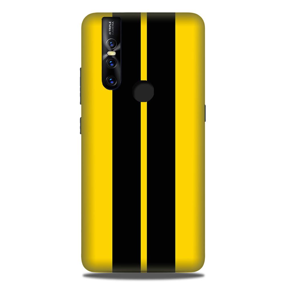Black Yellow Pattern Mobile Back Case for Vivo V15 (Design - 377)