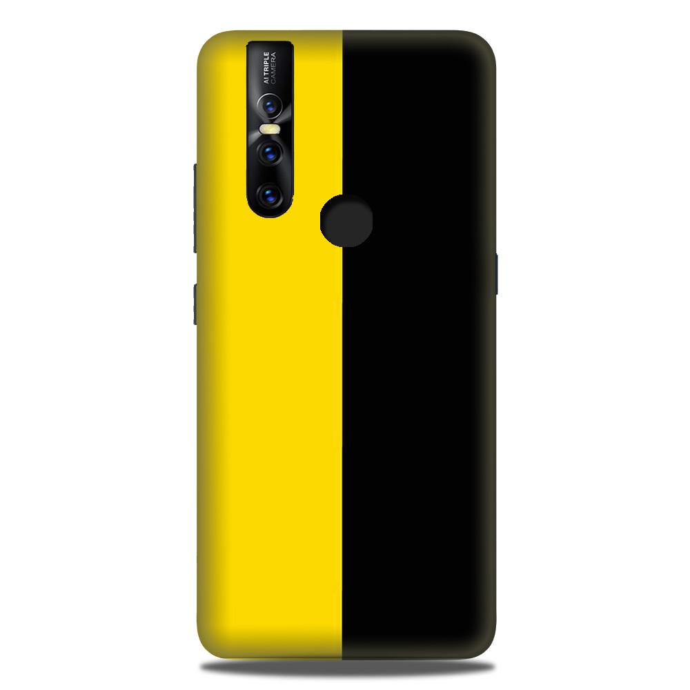 Black Yellow Pattern Mobile Back Case for Vivo V15 (Design - 397)
