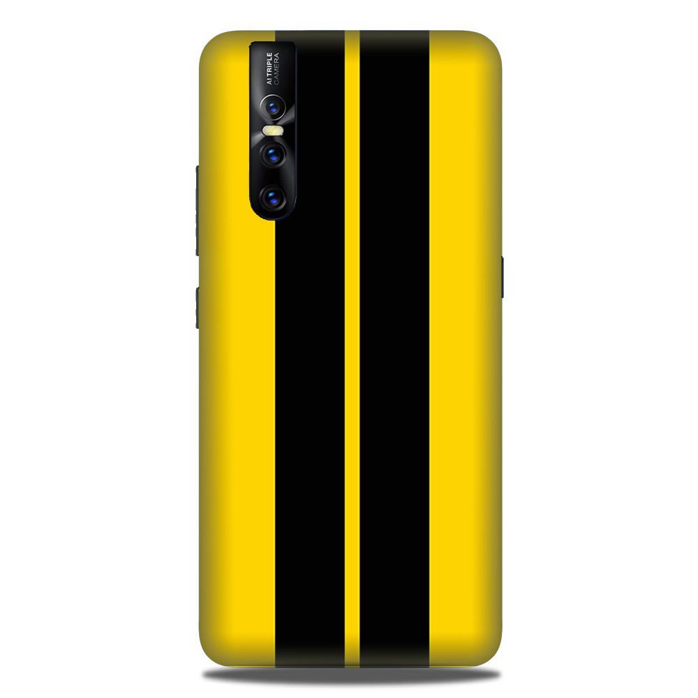 Black Yellow Pattern Mobile Back Case for Vivo V15 Pro (Design - 377)