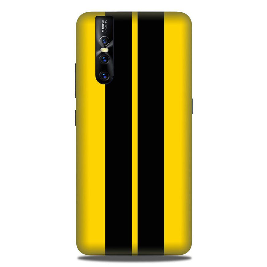 Black Yellow Pattern Mobile Back Case for Vivo V15 Pro   (Design - 377)