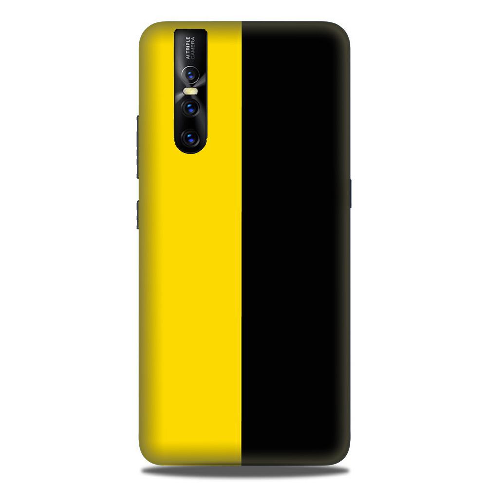 Black Yellow Pattern Mobile Back Case for Vivo V15 Pro (Design - 397)