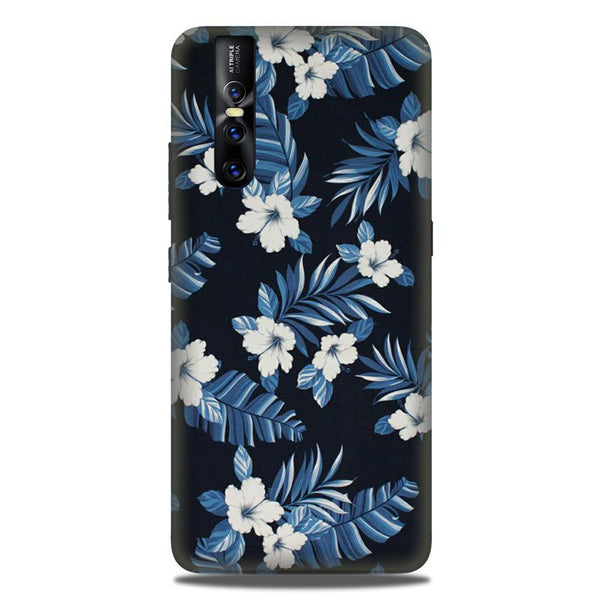 White flowers Blue Background2 Case for Vivo V15 Pro