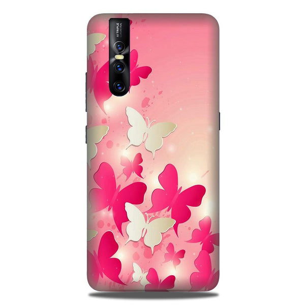 White Pick Butterflies Case for Vivo V15 Pro