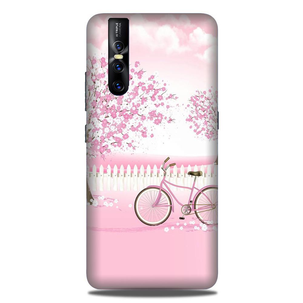 Pink Flowers Cycle Case for Vivo V15 Pro(Design - 102)