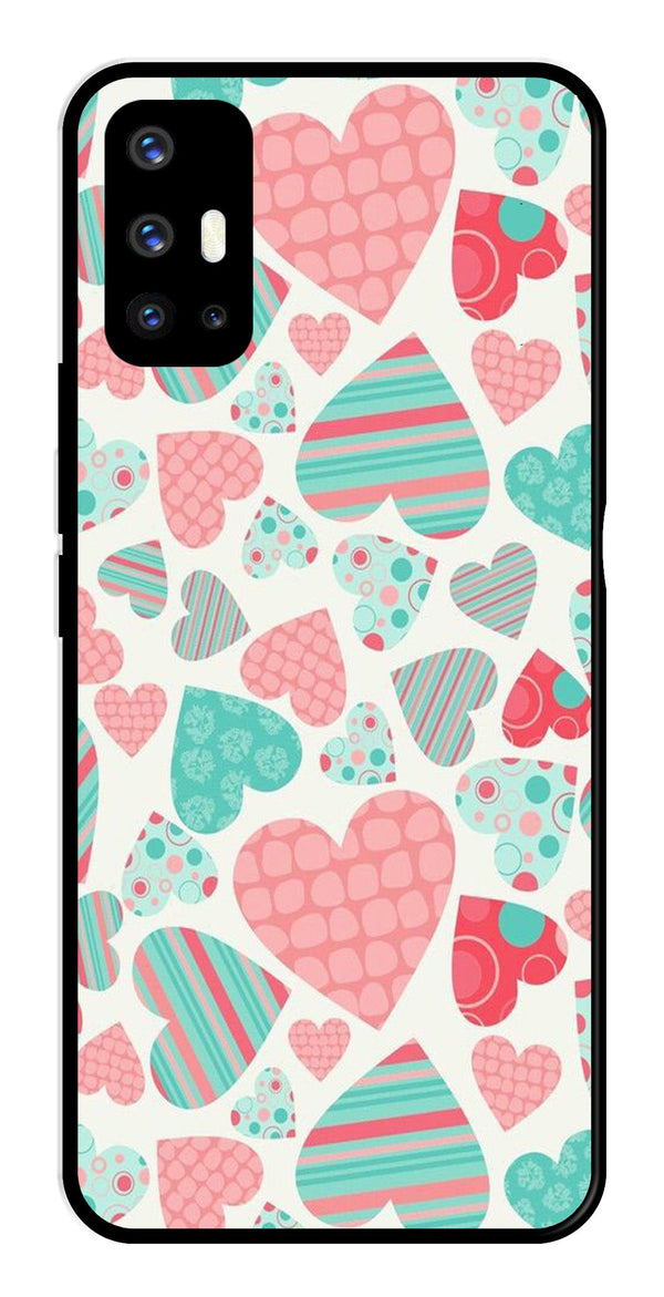 Hearts Pattern Metal Mobile Case for Vivo V17   (Design No -22)