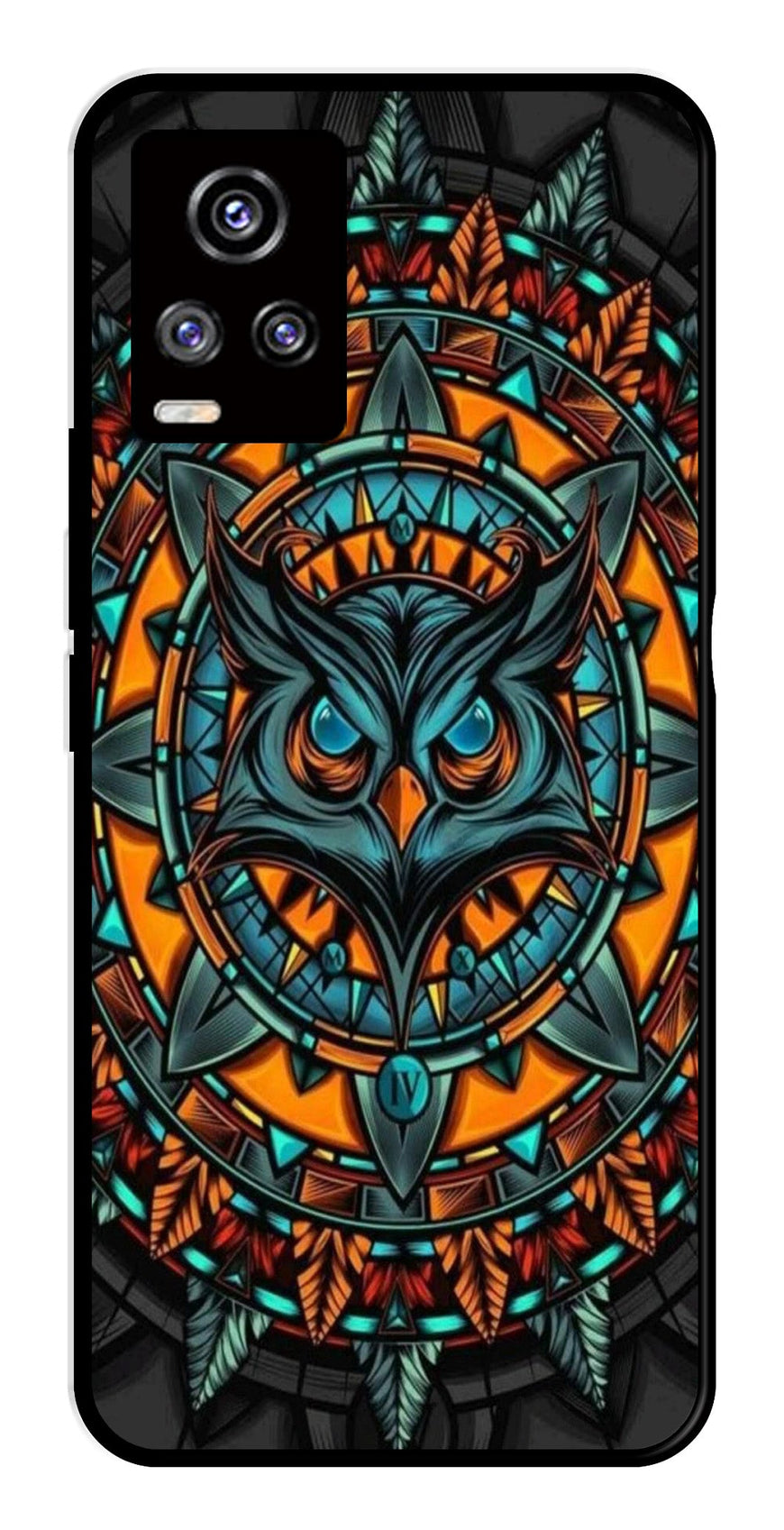 Owl Pattern Metal Mobile Case for Vivo V20   (Design No -42)