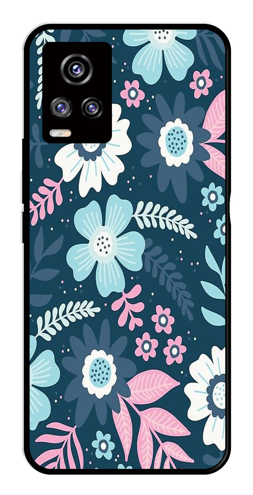 Flower Leaves Design Metal Mobile Case for Vivo V20   (Design No -50)