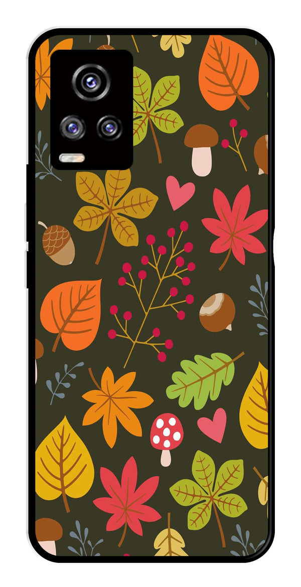 Leaves Design Metal Mobile Case for Vivo V20   (Design No -51)
