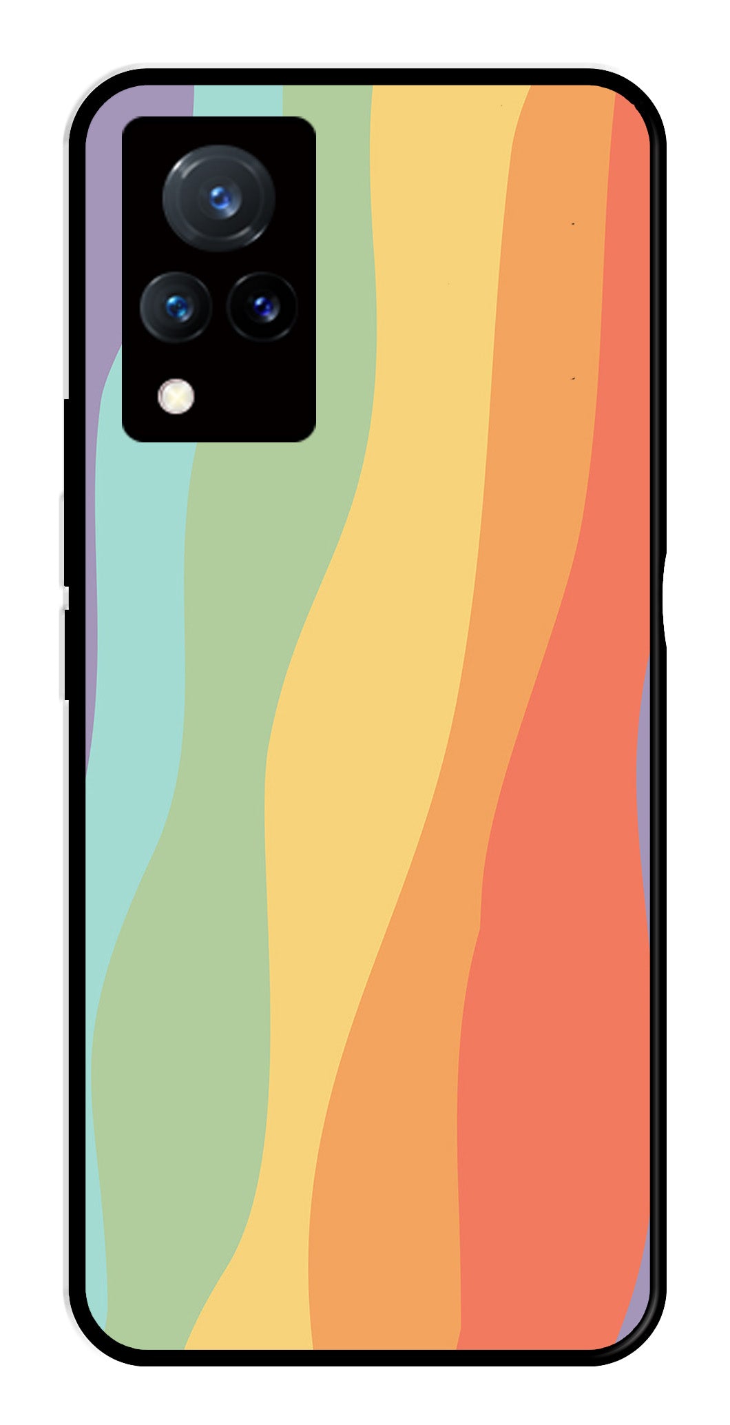 Muted Rainbow Metal Mobile Case for Vivo V21   (Design No -02)