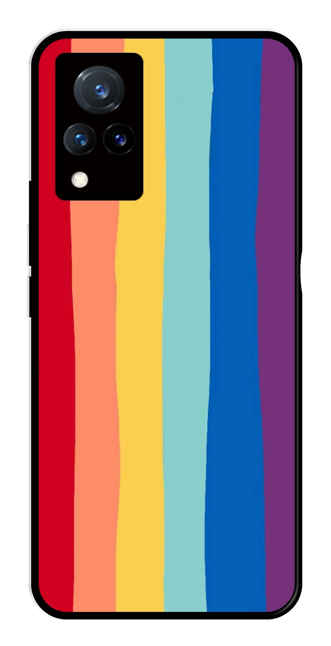 Rainbow MultiColor Metal Mobile Case for Vivo V21   (Design No -03)