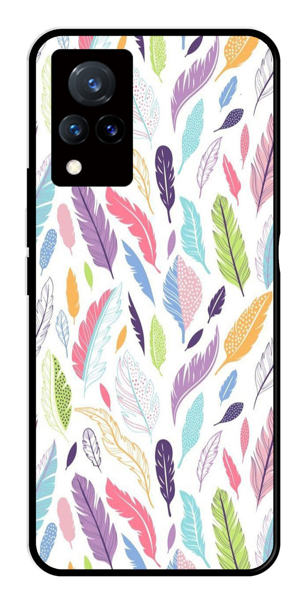 Colorful Feathers Metal Mobile Case for Vivo V21   (Design No -06)
