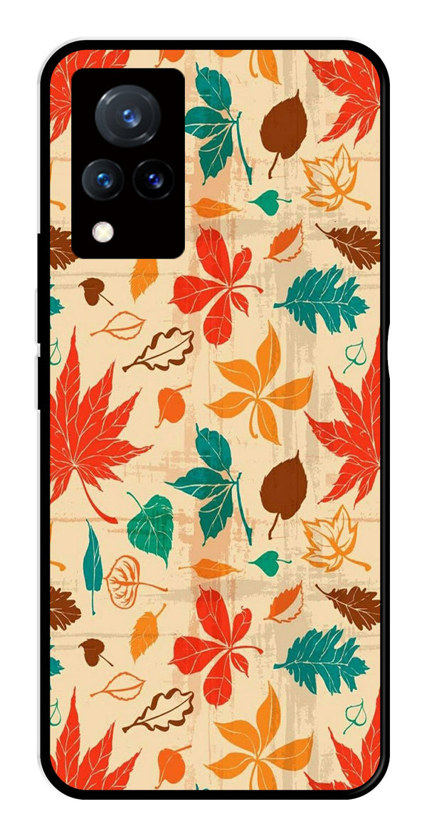 Leafs Design Metal Mobile Case for Vivo V21   (Design No -14)