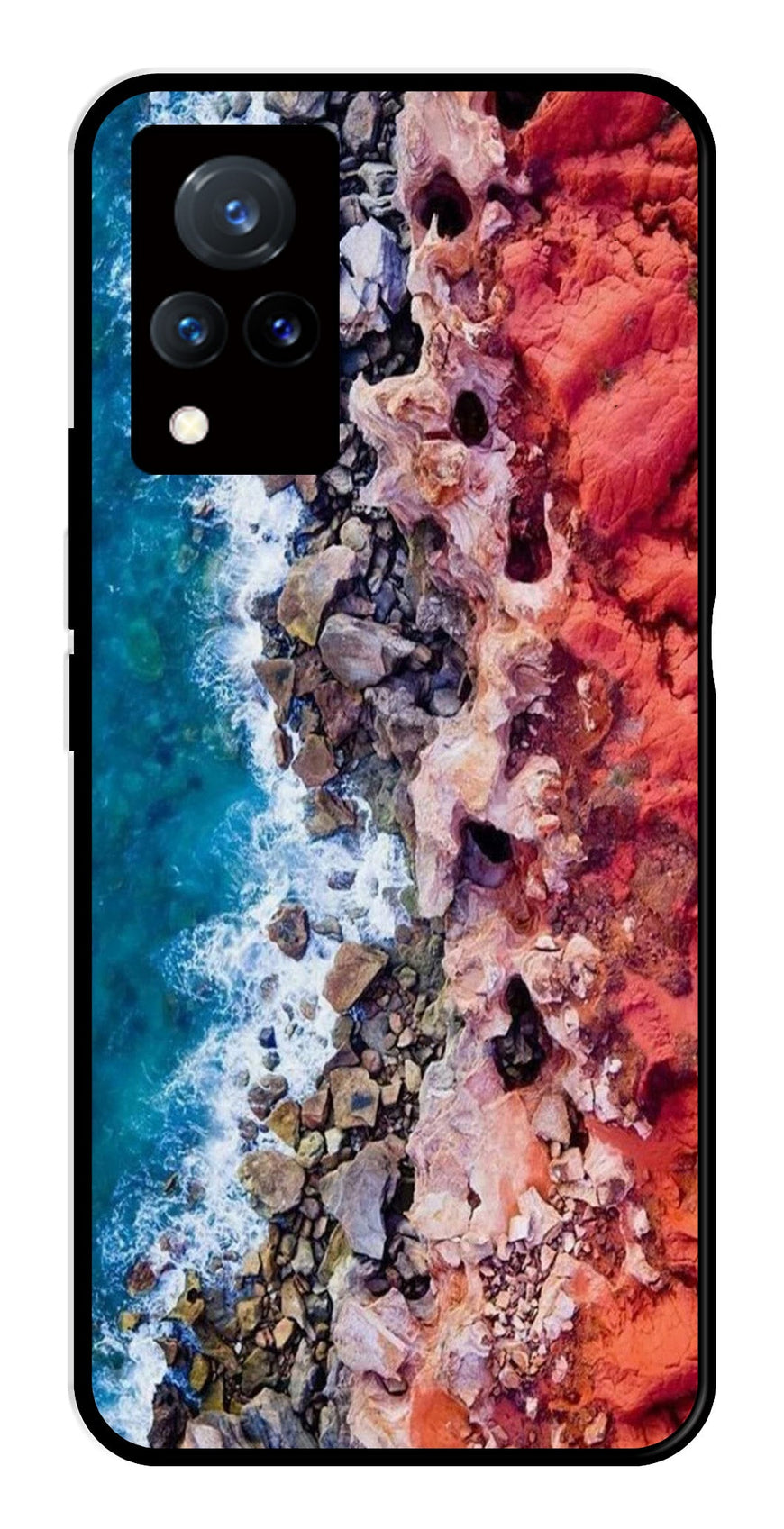 Sea Shore Metal Mobile Case for Vivo V21   (Design No -18)