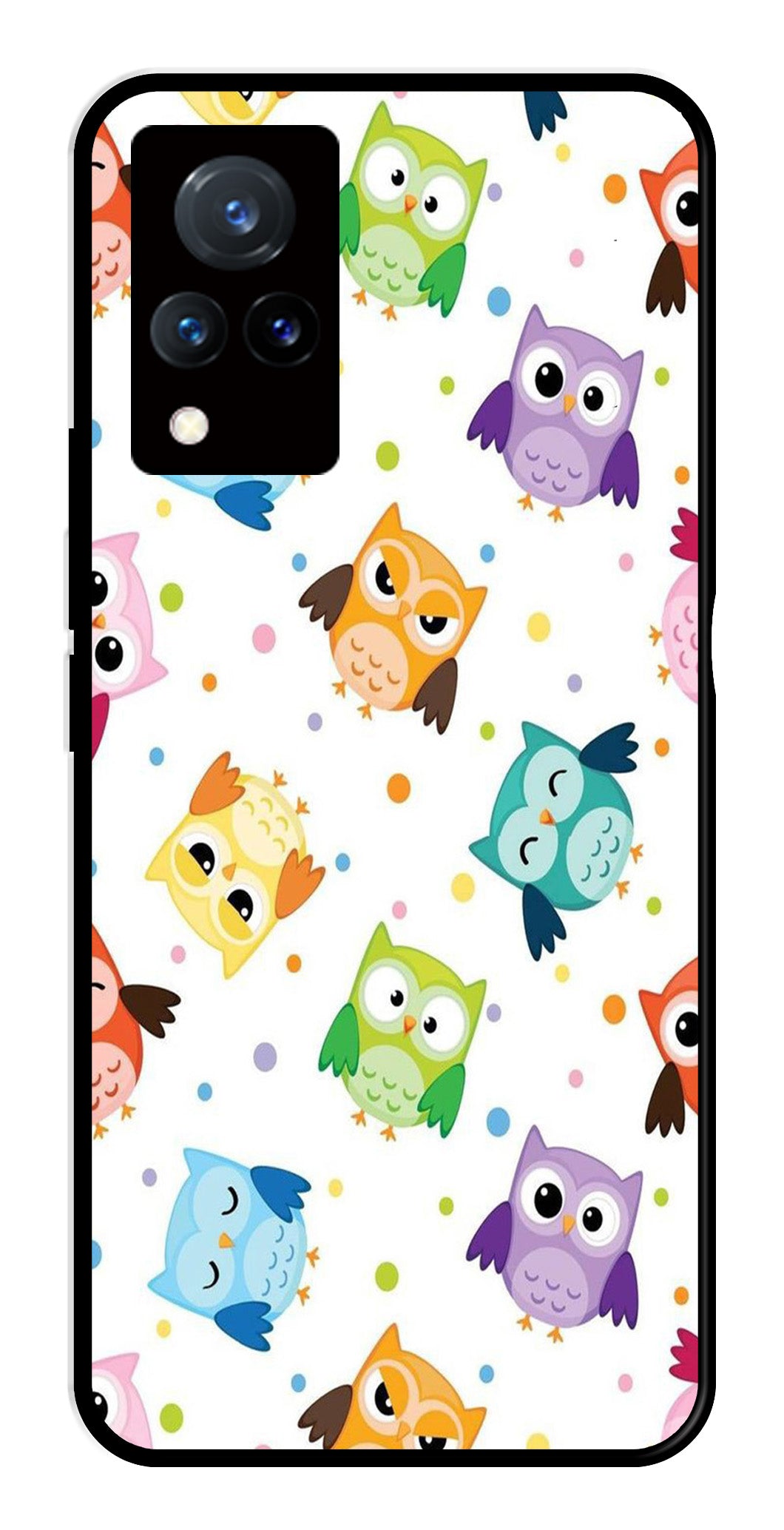 Owls Pattern Metal Mobile Case for Vivo V21   (Design No -20)