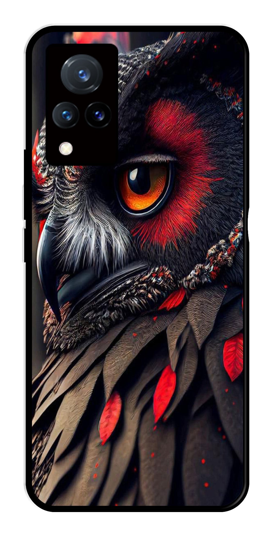 Owl Design Metal Mobile Case for Vivo V21   (Design No -26)