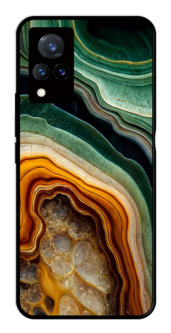Marble Design Metal Mobile Case for Vivo V21   (Design No -28)