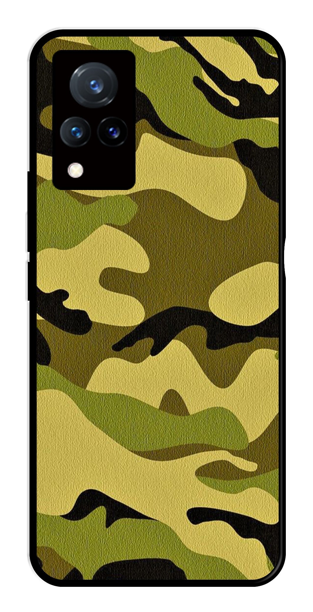 Army Pattern Metal Mobile Case for Vivo V21   (Design No -35)
