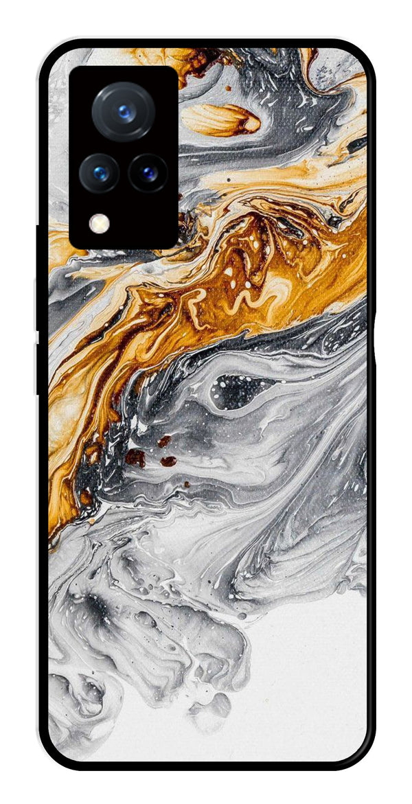 Marble Pattern Metal Mobile Case for Vivo V21   (Design No -36)