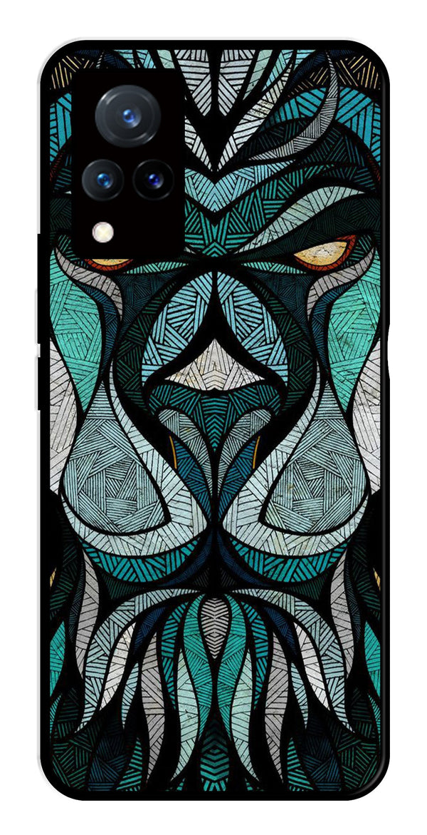 Lion Pattern Metal Mobile Case for Vivo V21   (Design No -40)
