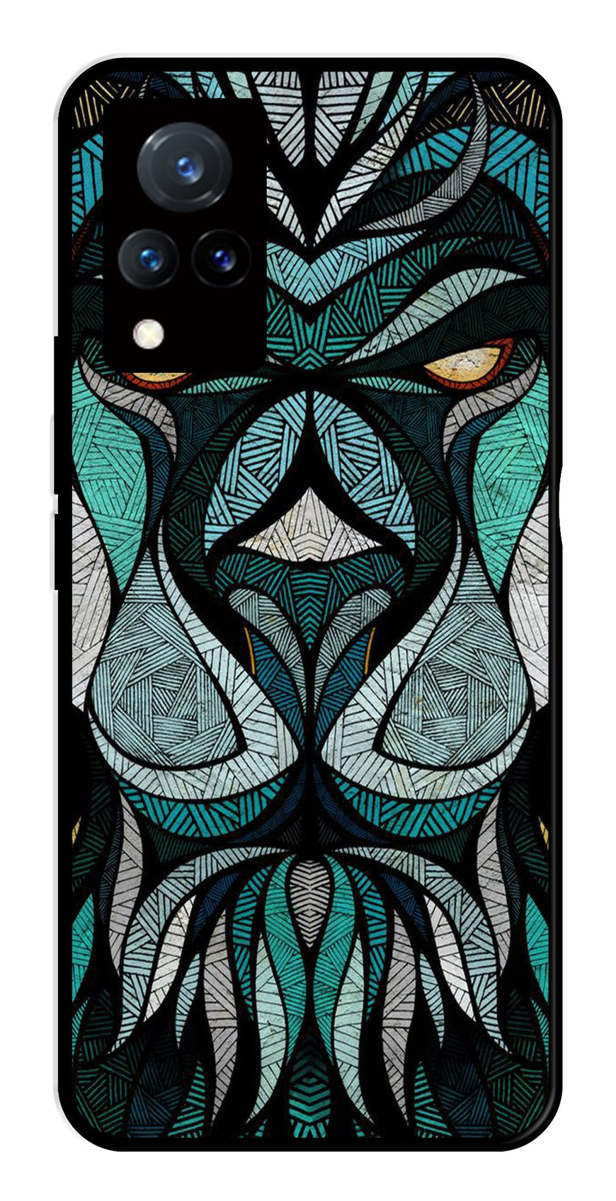 Lion Pattern Metal Mobile Case for Vivo V21   (Design No -40)