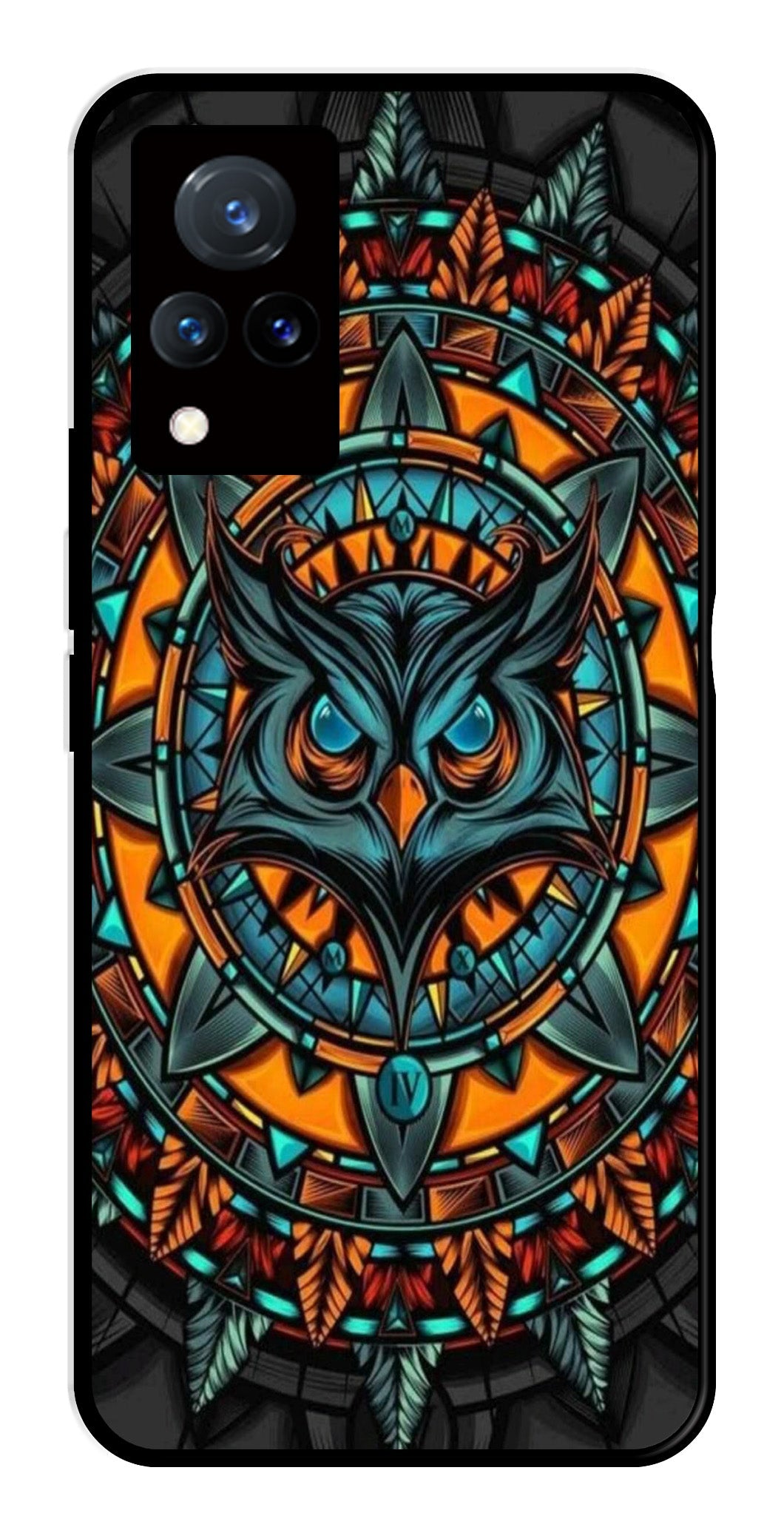 Owl Pattern Metal Mobile Case for Vivo V21   (Design No -42)