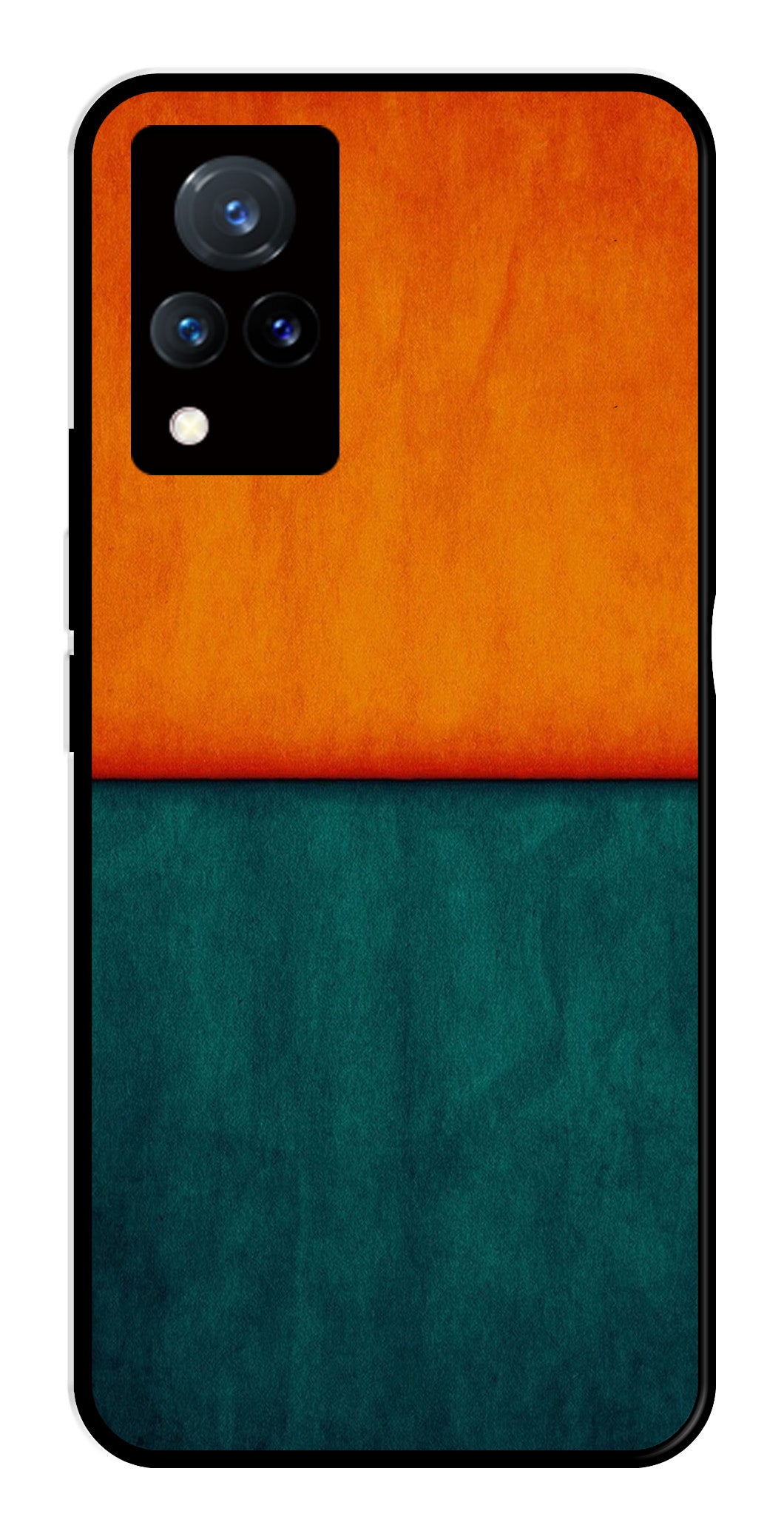 Orange Green Pattern Metal Mobile Case for Vivo V21   (Design No -45)
