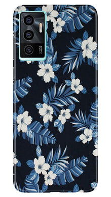 White flowers Blue Background2 Mobile Back Case for Vivo V23E 5G (Design - 15)