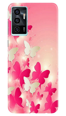 White Pick Butterflies Mobile Back Case for Vivo V23E 5G (Design - 28)