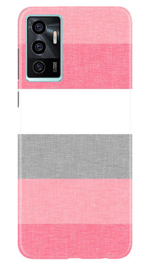 Pink white pattern Mobile Back Case for Vivo V23E 5G (Design - 55)