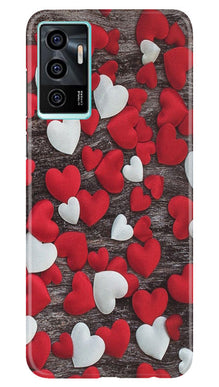Red White Hearts Mobile Back Case for Vivo V23E 5G  (Design - 105)