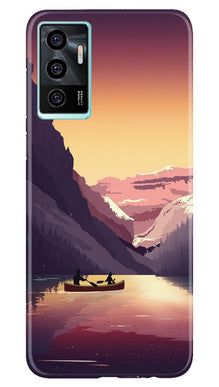 Mountains Boat Mobile Back Case for Vivo V23E 5G (Design - 150)