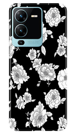 White flowers Black Background Case for Vivo V25 Pro 5G