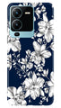White flowers Blue Background Case for Vivo V25 Pro 5G
