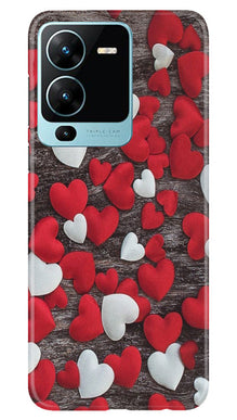 Red White Hearts Mobile Back Case for Vivo V25 Pro 5G  (Design - 105)