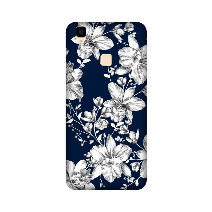 White flowers Blue Background Case for Vivo V3