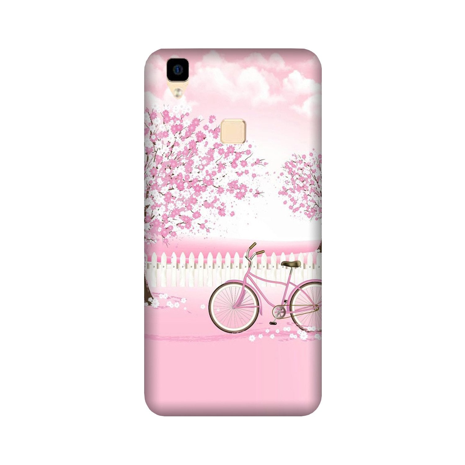 Pink Flowers Cycle Case for Vivo V3 Max  (Design - 102)