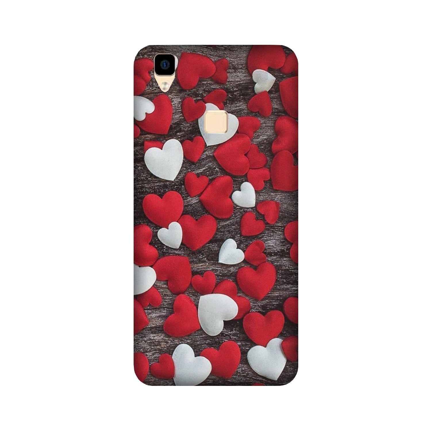 Red White Hearts Case for Vivo V3  (Design - 105)