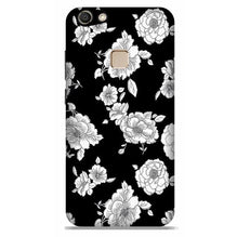 White flowers Black Background Case for Vivo V7