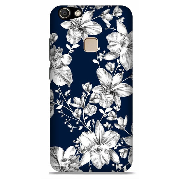 White flowers Blue Background Case for Vivo V7