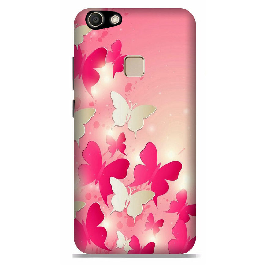 White Pick Butterflies Case for Vivo V7 Plus