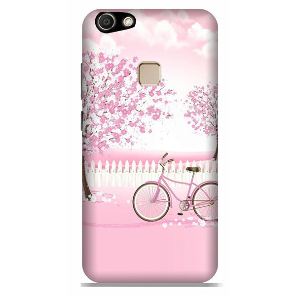 Pink Flowers Cycle Case for Vivo V7 Plus  (Design - 102)