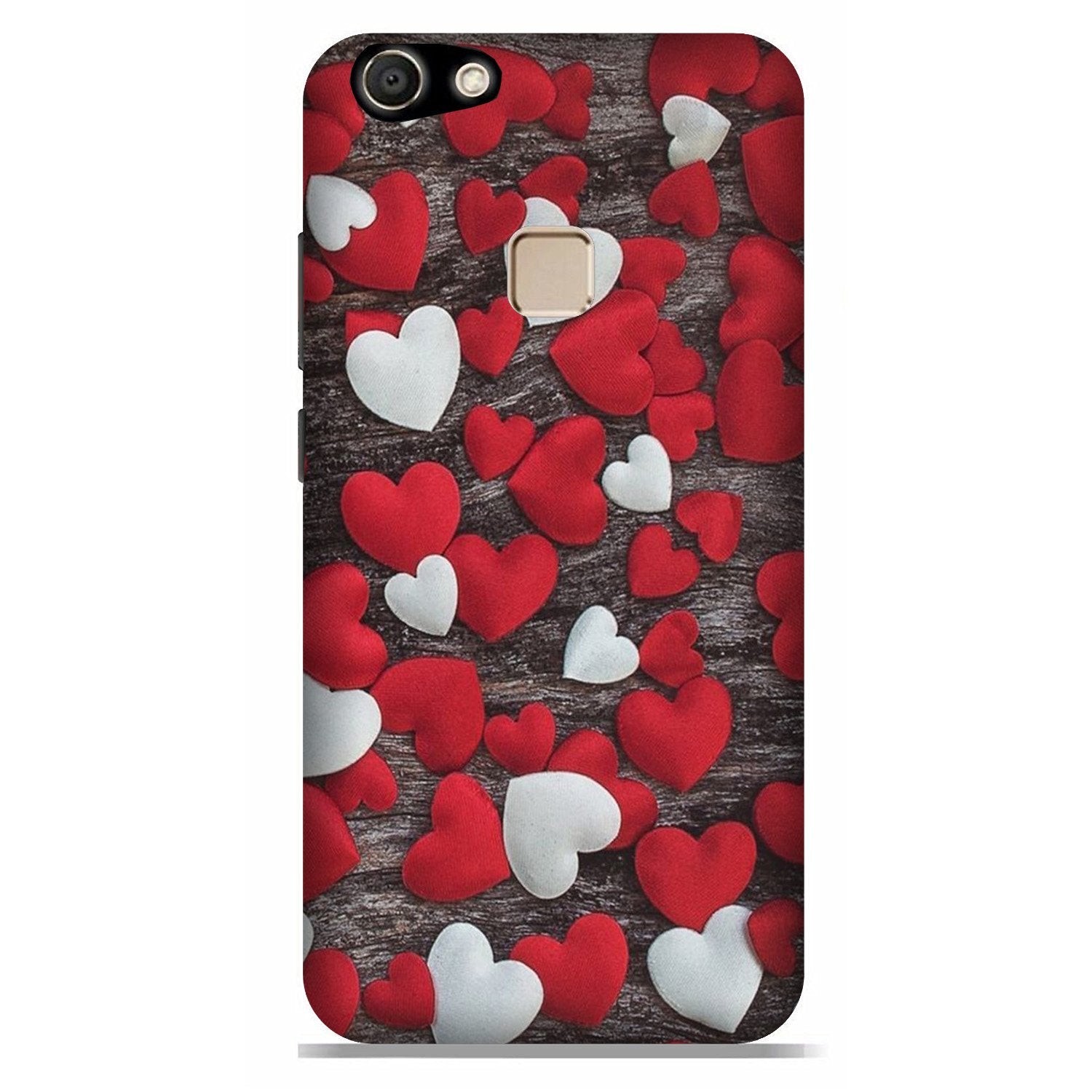Red White Hearts Case for Vivo V7(Design - 105)