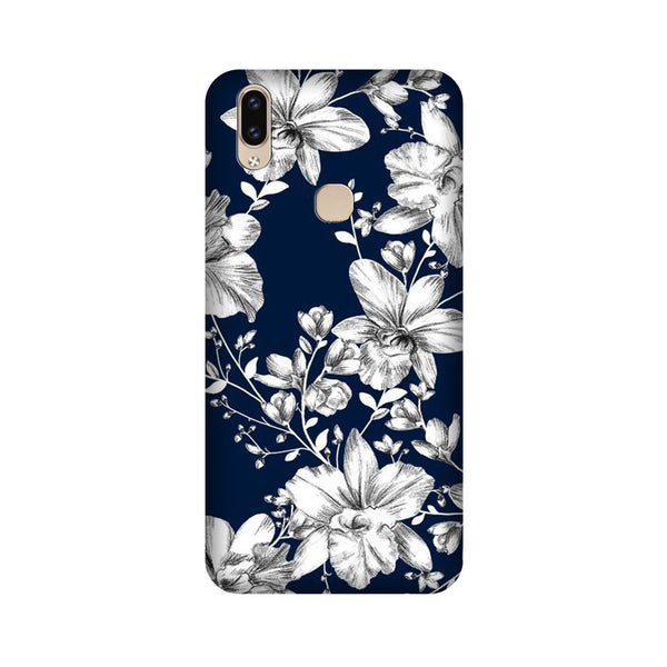 White flowers Blue Background Case for Vivo V9 pro