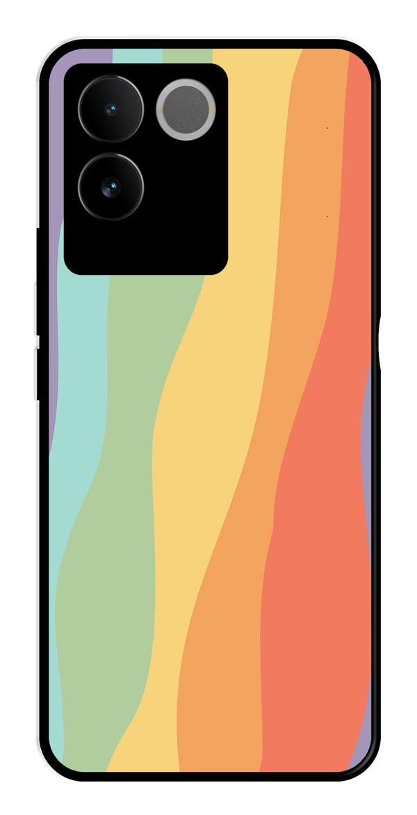Muted Rainbow Metal Mobile Case for Vivo T2 Pro   (Design No -02)