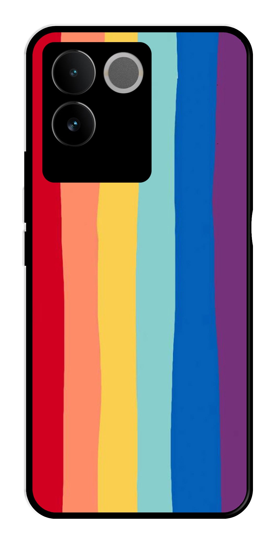 Rainbow MultiColor Metal Mobile Case for Vivo T2 Pro   (Design No -03)