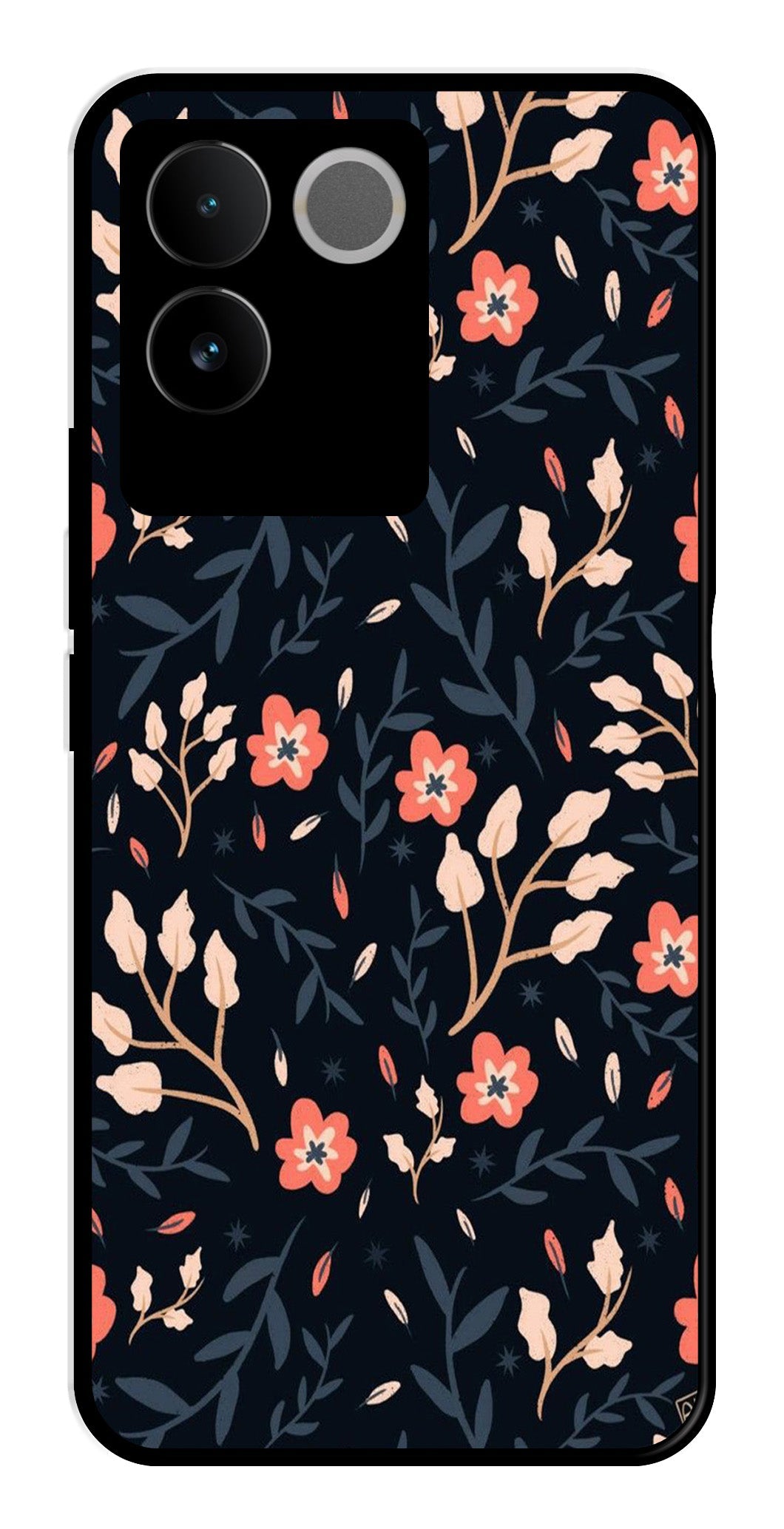 Floral Pattern Metal Mobile Case for Vivo T2 Pro   (Design No -10)
