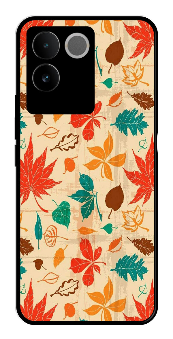 Leafs Design Metal Mobile Case for Vivo T2 Pro   (Design No -14)